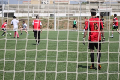 Un momento de la competicin de ftbol 7 del Trofeo Rector.