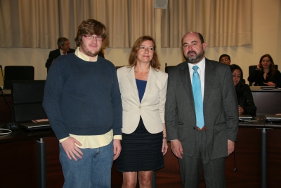 De izda. a dcha., Juan Miguel Almansa, Anabel Carrillo y Manuel Torres en la inauturacin del seminario sobre empleo